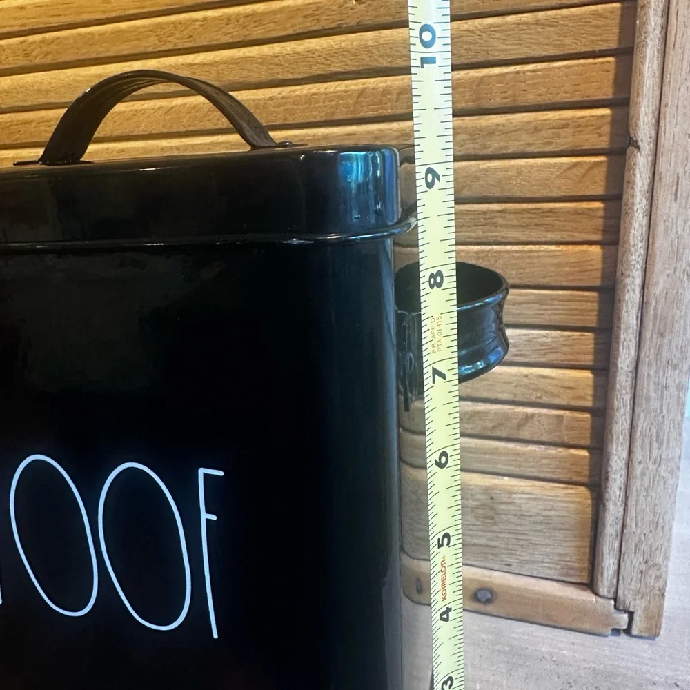 Black 'WOOF' Metal Pet Treat Canister- Rae Dunn